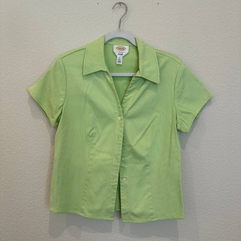 Talbots Green Button Down Short Sleeve Top
